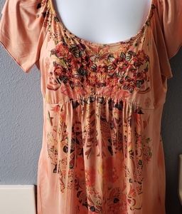 Silky Orange Tunic Top